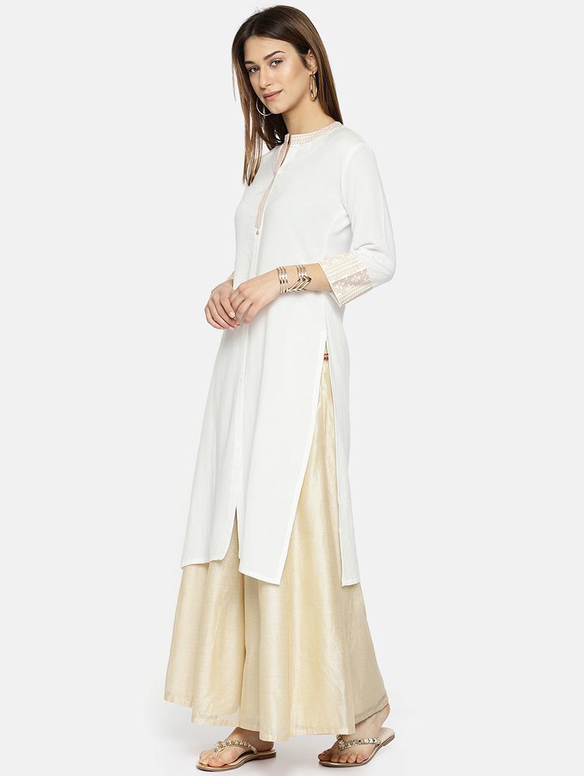 solid straight kurta - 16050283 - Zoom Image - 2