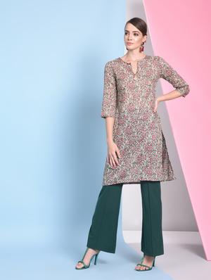 Paisley print straight kurta - 16050729 - Standard Image - 2