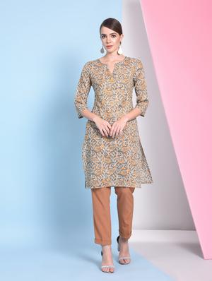 Paisley printed straight kurta - 16050736 - Standard Image - 2