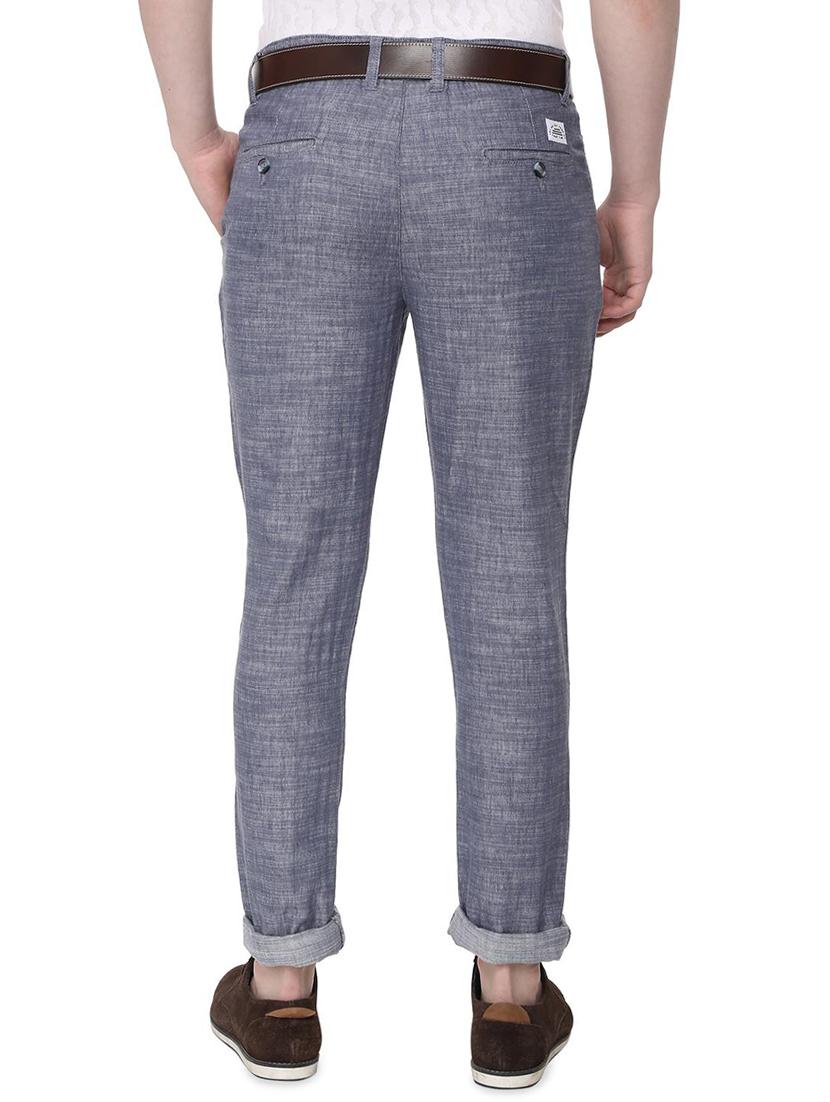 blue cotton chinos casual trousers - 16050983 - Zoom Image - 2