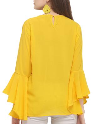 bell sleeved side slit top - 16052679 - Standard Image - 2