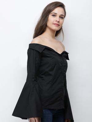 bell sleeved solid shirt - 16053079 - Standard Image - 2