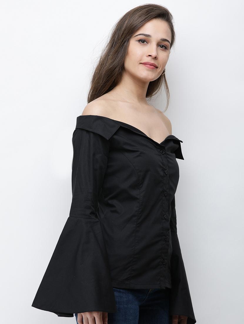 bell sleeved solid shirt - 16053079 - Zoom Image - 2