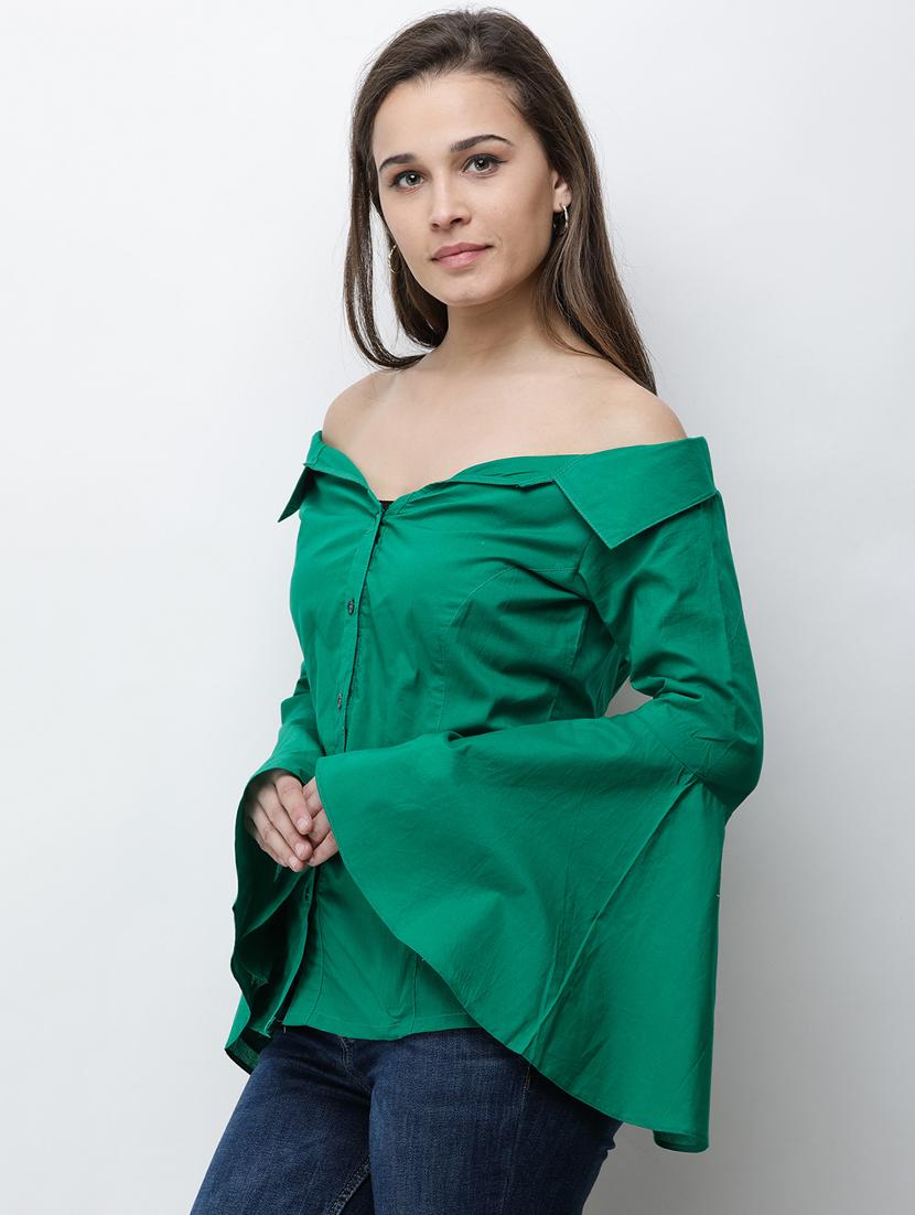 bell sleeved solid shirt - 16053081 - Zoom Image - 2