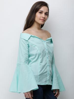 bell sleeved solid shirt - 16053082 - Standard Image - 2