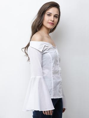 bell sleeved solid shirt - 16053087 - Standard Image - 2