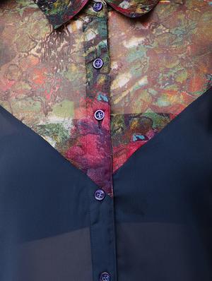floral panel sheer shirt - 16053088 - Standard Image - 5