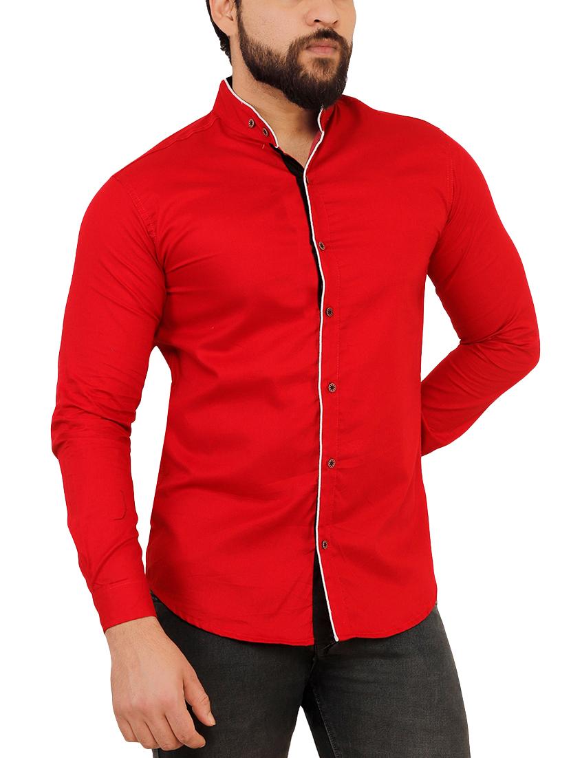 red solid casual shirt - 16054123 - Zoom Image - 2