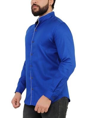 blue solid casual shirt - 16054124 - Standard Image - 2