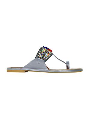 grey synthetic ethnic kolhapuris - 16054305 - Standard Image - 2