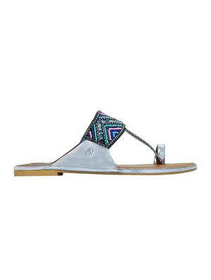 grey synthetic ethnic kolhapuris - 16054308 - Standard Image - 2