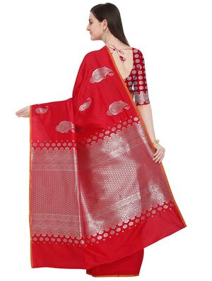 paisley zari motif banarasi saree with blouse - 16054756 - Standard Image - 2