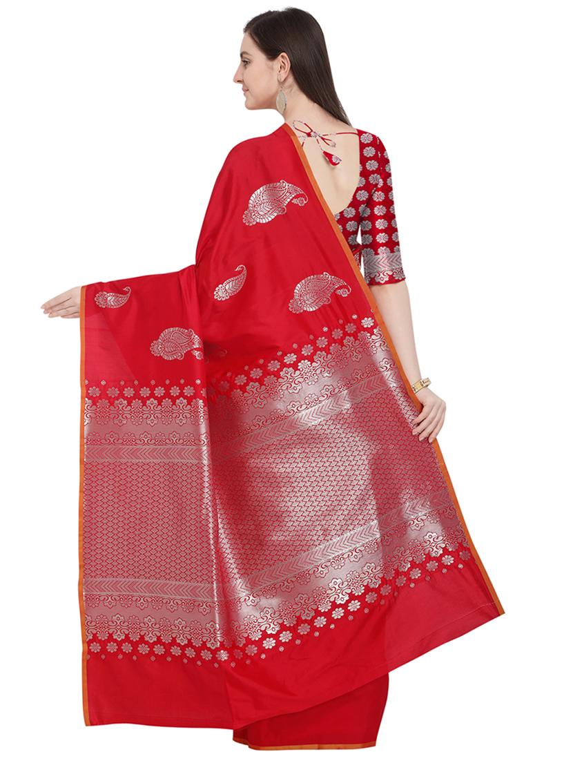 paisley zari motif banarasi saree with blouse - 16054756 - Zoom Image - 2