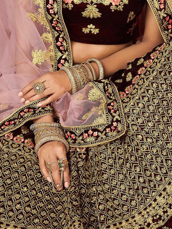 Embroidered flared lehenga - 16055847 - Zoom Image - 2