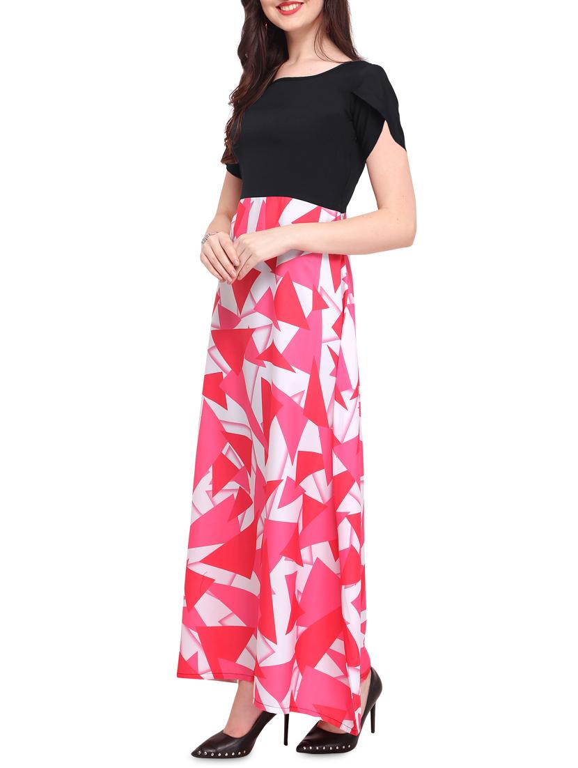 overlap sleeved geometric maxi dress - 16057053 - Zoom Image - 2