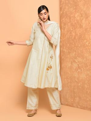gota lace border angrakha kurta - 16057239 - Standard Image - 2