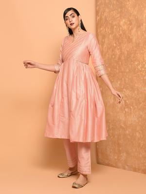 gota lace border flared kurta - 16057246 - Standard Image - 2