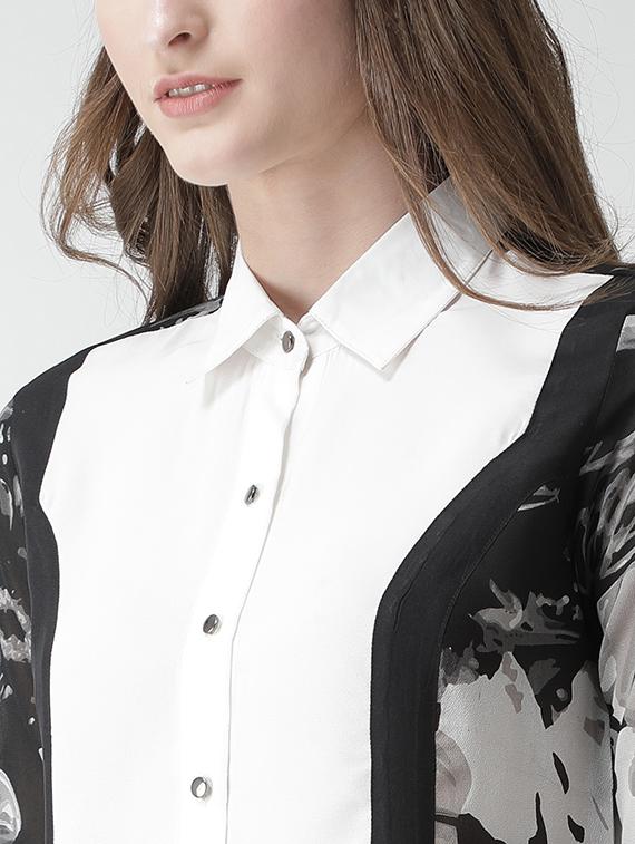 color block floral shirt - 16058367 - Zoom Image - 5