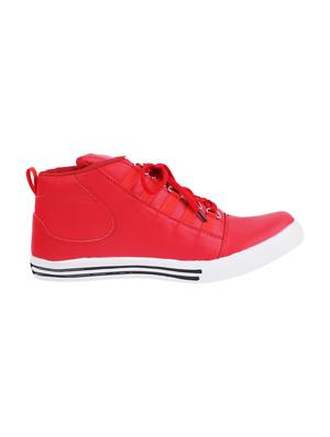 red leatherette lace up sneakers - 16058418 - Standard Image - 2