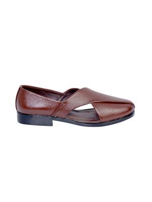 brown faux leather slip on sandals - 16058853 - Standard Image - 2