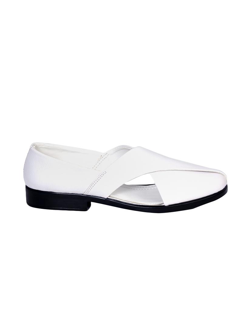white faux leather slip on sandals - 16058854 - Zoom Image - 2