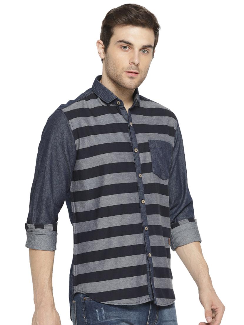 grey striped casual shirt - 16059135 - Zoom Image - 2