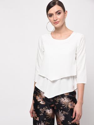 asymmetric hem layered top - 16059486 - Standard Image - 2