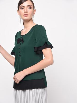 pleat detail layered top - 16059495 - Standard Image - 2
