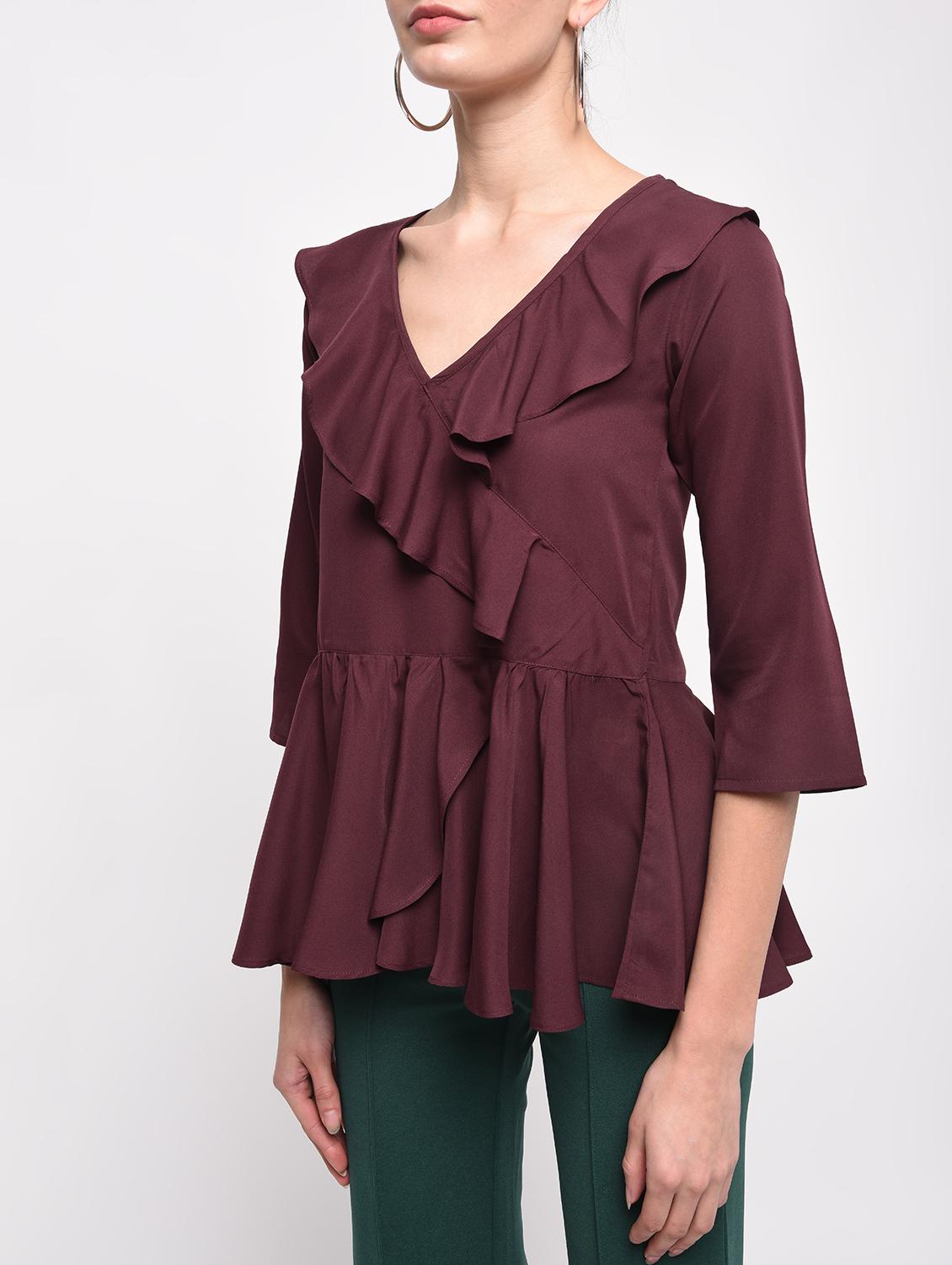 front overlap ruffle top - 16059496 - Zoom Image - 5