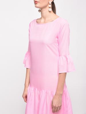 boat neck ruffle detail a-line dress - 16059499 - Standard Image - 5