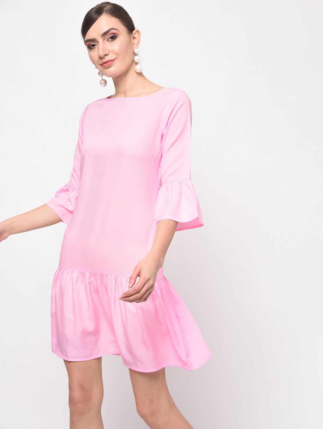 boat neck ruffle detail a-line dress - 16059499 - Zoom Image - 2
