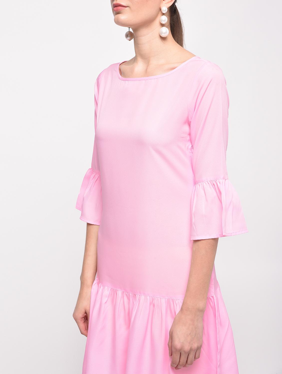 boat neck ruffle detail a-line dress - 16059499 - Zoom Image - 5
