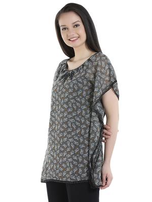 lace trim paisley kaftan top - 16059787 - Standard Image - 2
