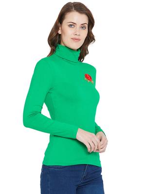 turtle neck floral patch top - 16059836 - Standard Image - 2