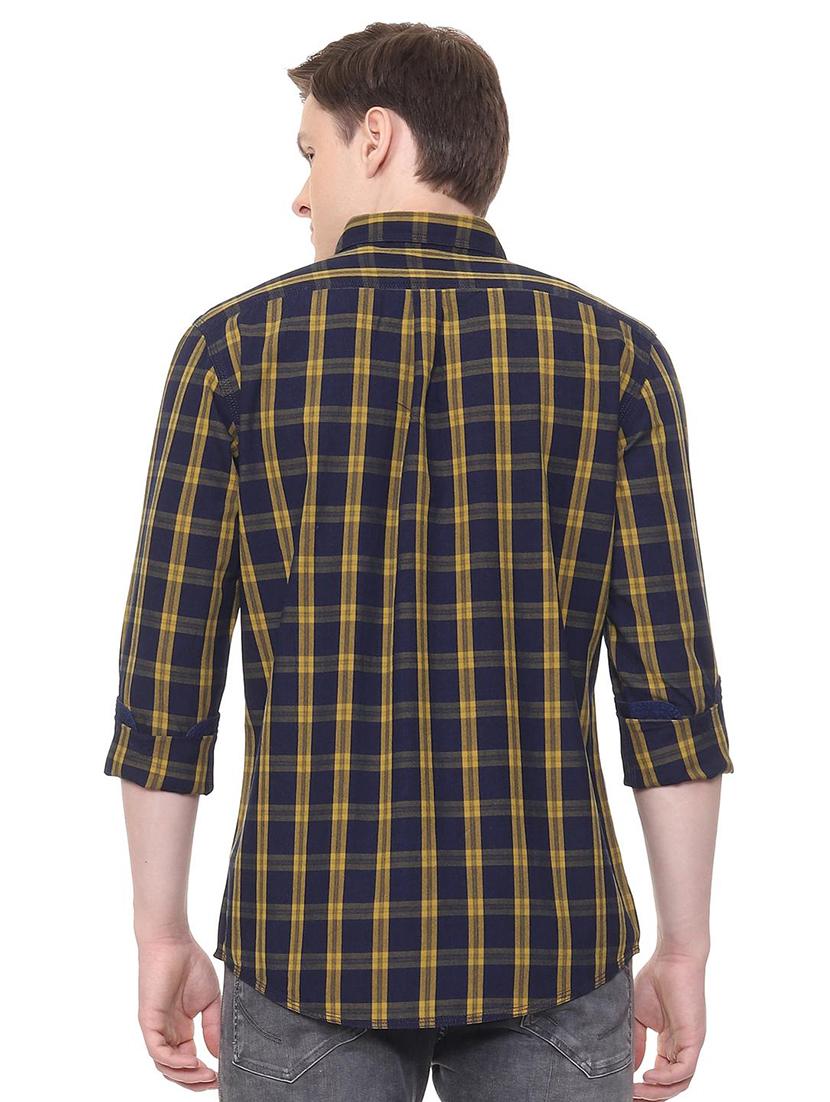 navy blue checkered casual shirt - 16061513 - Zoom Image - 2