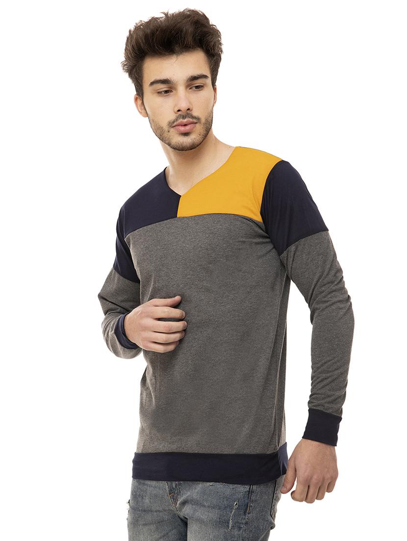 grey color block t-shirt - 16062614 - Zoom Image - 2