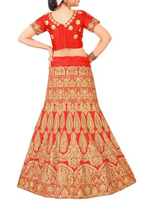 gold embroidered a-line lehenga - 16063315 - Standard Image - 2