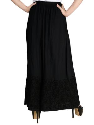 black chikankari flared palazzo - 16063440 - Standard Image - 2