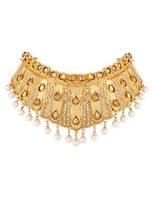 gold zinc choker necklace - 16064747 - Standard Image - 2