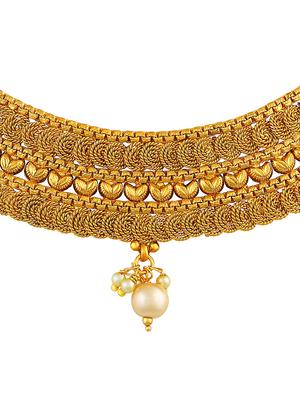 gold brass choker necklace - 16064766 - Standard Image - 2