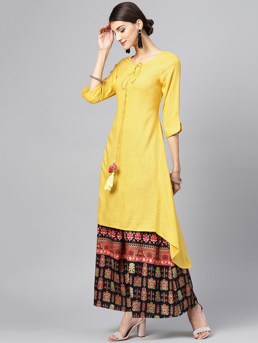 solid asymmetric kurta - 16065340 - Zoom Image - 2