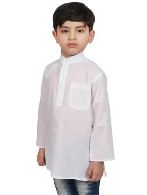 white cotton kurta - 16065503 - Standard Image - 2