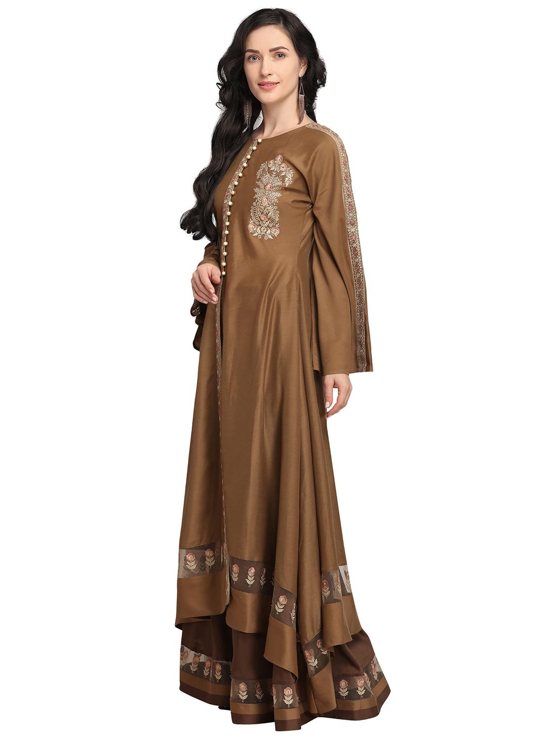 embroidered flared kurta - 16065511 - Zoom Image - 2