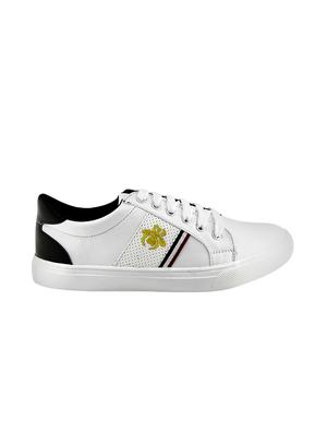 black leatherette lace up sneakers - 16065514 - Standard Image - 2