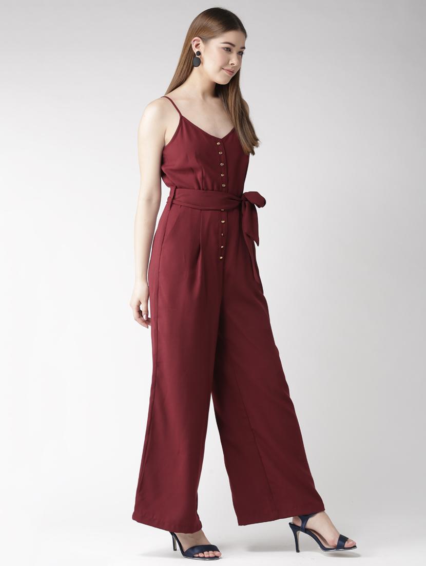 tie-knot wide leg button detail jumpsuit - 16065549 - Zoom Image - 2