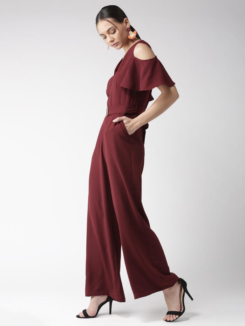 wide leg cold shoulder jumpsuit - 16065550 - Zoom Image - 2