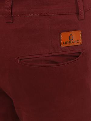 maroon solid chinos - 16065807 - Standard Image - 5