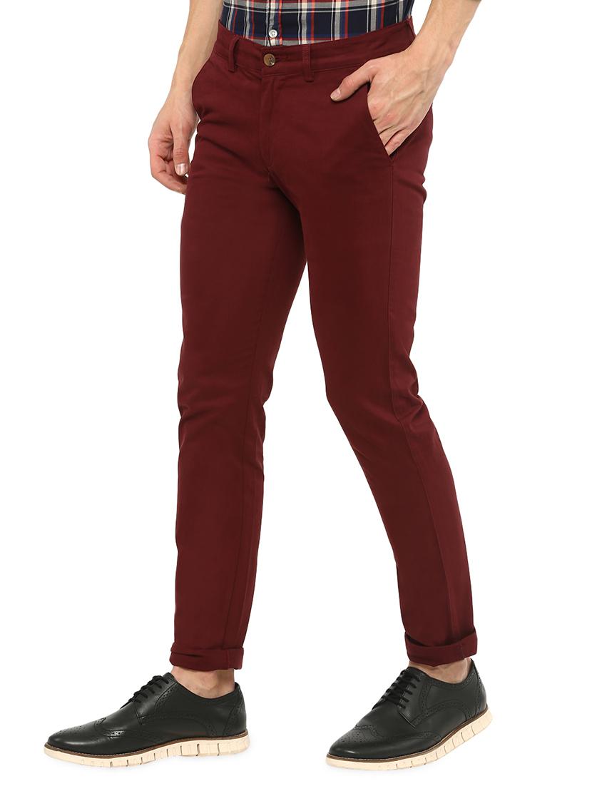 maroon solid chinos - 16065807 - Zoom Image - 2
