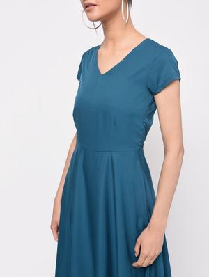 short sleeved flared maxi dress - 16065813 - Standard Image - 5