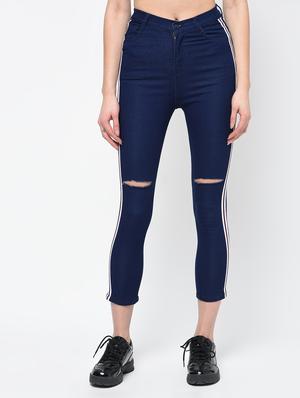 knee slit high rise jeans - 16065950 - Standard Image - 2